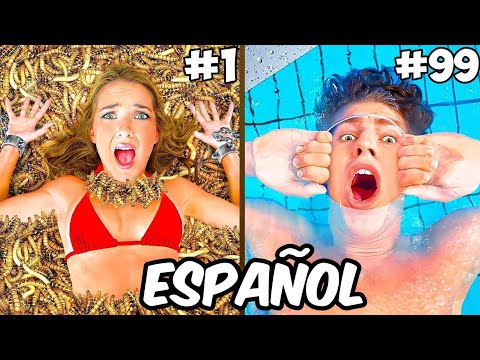 ENFRENTANDO 100 MIEDOS EN 24 HORAS! || Ben Azelart En Español Video