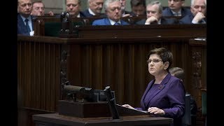 Beata Szydło w Sejmie o wotum nieufności dla ministra MSWiA