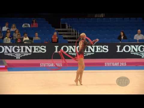 Kseniya MOUSTAFAEVA (FRA) 2015 Rhythmic Worlds Stuttgart - Qualifications Ribbon