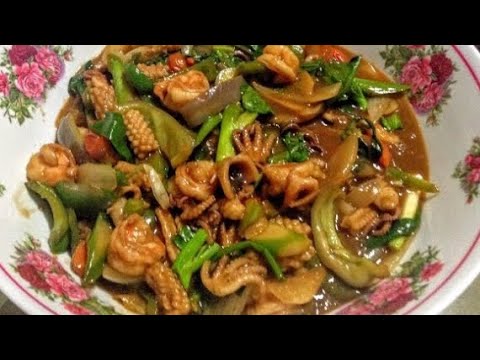 How to make stir fried seafood vegetables (LAO FOOD) Home Made By Kaysone