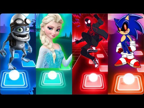 Spider-Man Sunflower vs Elsa Let It Go vs Sonic Exe vs Crazy Frog - Tiles Hop EDM Rush