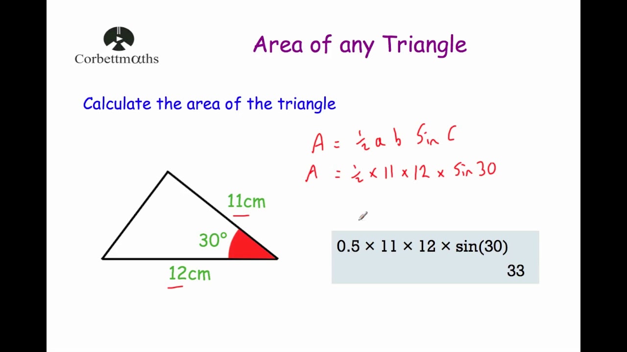 Area of any Triangle - Corbettmaths