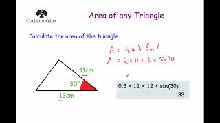 Area of any Triangle - Corbettmaths