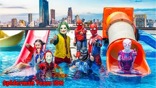 Download lagu Tim Spiderman Bertemu Tim Joker di Kolam Renang - Spiderman Team IDN mp3