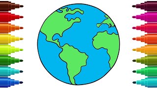 Drawing, Painting And Coloring Earth 🌍 | Easy Drawing For Kids