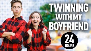 TWiNNiNG with MY BOYFRiEND at COLLEGE for 24 HOURS!