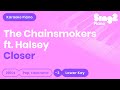 The Chainsmokers, Halsey - Closer (Lower Key) Piano Karaoke