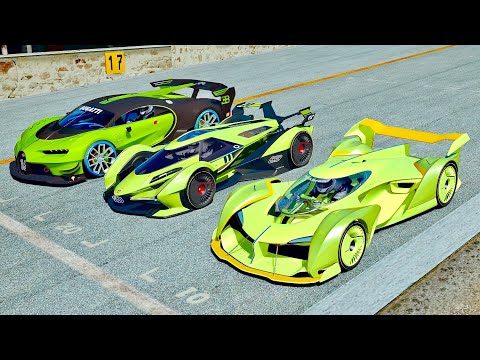 Lamborghini V12 Vision GT vs Bugatti Vision GT vs McLaren Ultimate Vision GT - Drag Race 10 KM