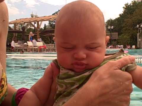 Baby Johnny swimming for first time with family at Piedmont Pool (Atlanta, GA)