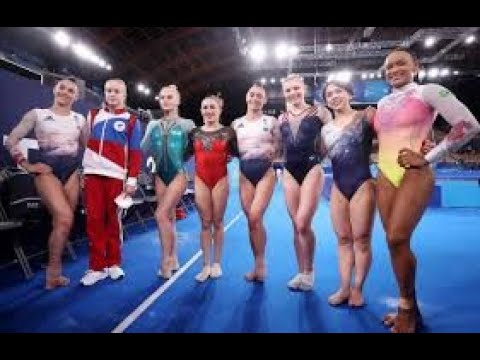 Suni Lee's Bar Routine but each skill is performed by a different gymnast