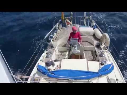 Southerly 115 Anori Segeln mit sehr leichtem Wind und ausgebaumter Genua