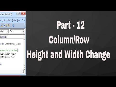 Part - 12 | Column and Row Height and Width Change | VBA Macro in tamil
