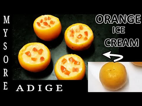 Orange ice cream recipe in Kannada |  easy orange dessert |  custard recipe