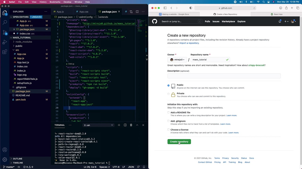 How to Make a Website - MIT - MAES - React - Github Page