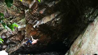 Video thumbnail of One Clear Moment of Insanity, 8A (sit). Forest Rock