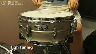 Video thumbnail for 5.5x14" Pearl Steel Utility Snare Drum by Denver Percussion
