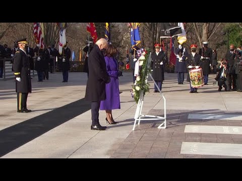 President Joe Biden and Vice President Kamala Harris at Arlington National Cemetery