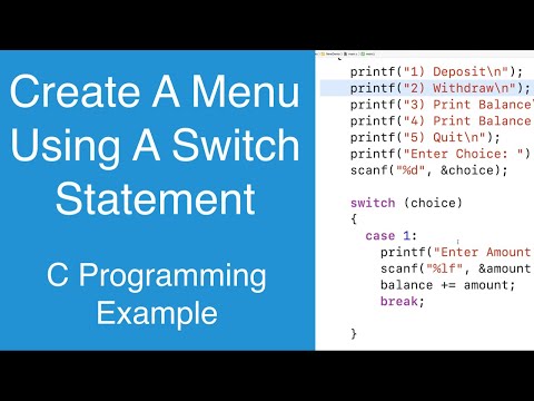C Program Menu Driven Switch