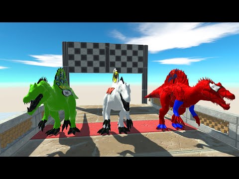 Dino Racing X3 Spinosaurus: Ben 10 ,Dark Batman ,Spiderman Death run-Animal Revolt Battle Simulator