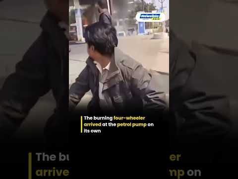 Petrol Pump Chaos as Burning Car Moves on Its Own