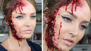 Ripped/Torn Skin Facial Injury for Halloween! SFX Makeup Tutorial