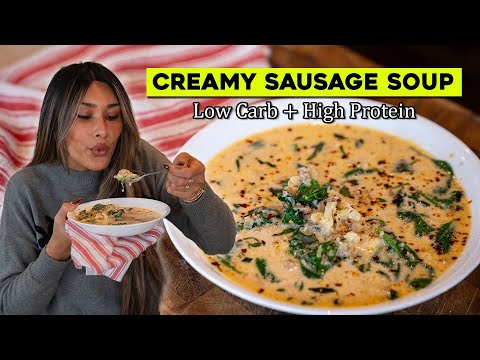 LOW CARB Creamy "Tortellini" Sausage Soup