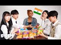 Korean Teens Try Indian Snacks with Indian K-POP Idol For the First Time! (Ft. Sriya of BLACK SWAN)