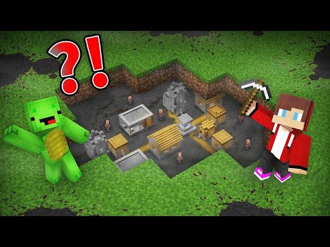 JJ and Mikey Found Tiny Forgotten Village in Minecraft - Maizen Challenge