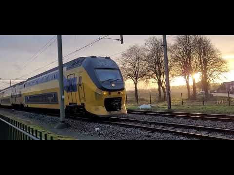 DOUBLE VIRM! NS Virm 9558 & NS Virmm 9418 Flying By A Dutch Railroad Crossing During A Golden Sunset