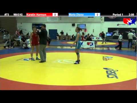 2012 DSMI WM 63 KG Cons. Round 2: Kerstin Harmon (UC Women`s Wrestling) vs. Maria Diana (Italy)