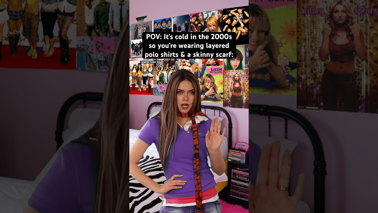 Wearing layered polo shirts & a skinny scarf in the #2000s to keep “warm.” #nostalgia #2000sfashion