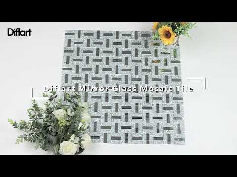 Silver Bling Mirror Glass Brick Mosaic Tile 12 x 12 Inch