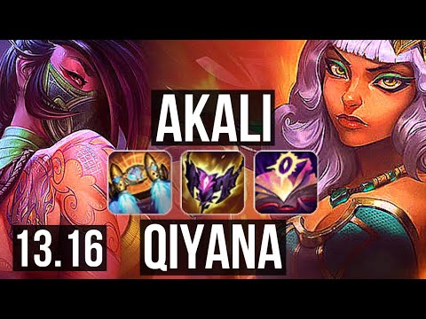 AKALI vs QIYANA (MID) | 17/1/9, Legendary, 6 solo kills, 1.5M mastery | NA Diamond | 13.16
