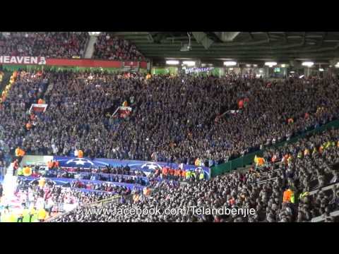 Club Brugge Fans singing loud at Old Trafford, Manchester United 3 - Club Brugge 1 18.08.15
