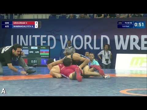 1/4 FS - 50 kg: A. MAMMADALIYEV (AZE) df. V. GRIGORIAN (GRE), 8-4