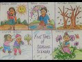 How to draw Five Season scenery drawing step by step