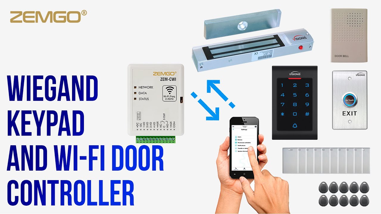 WIFI Controller for Access Control with Door Maglock, Exit Button, Indoor Wiegand Keypad/Reader Kit