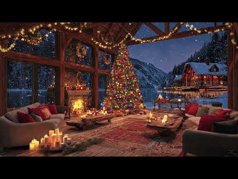 Smooth Piano Snow Escape ❄️ Fireplace Sounds in Cozy Winter Cabin
