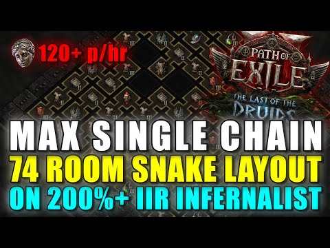 ONE Snake - 74 Room Chain - 120+ Div/Hour on 200% rarity Infernalist - Vaal Temple - POE2 0.4