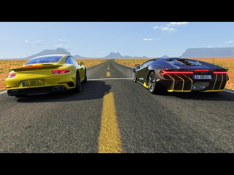 Porsche 911 Turbo S '15 vs Lamborghini Centenario '16 at Monument Valley