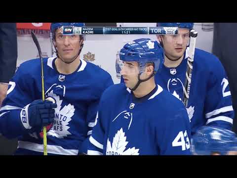 Nazem Kadri Hat Trick Goal (21): CBJ 3 @ TOR 5 14/02/18