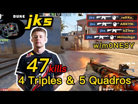 jks Mirage POV - 47kills! 😮w/m0NESY - 68%HS - 4 Triples＆ 5 Quadros - CSGO jks POV!
