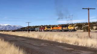 preview picture of video 'BNSF, Santa Fe railroad local switching East of Flagstaff AZ of RT 66'