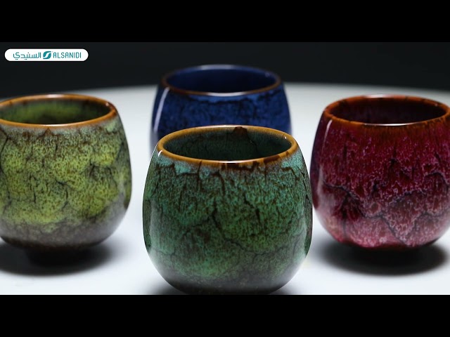 طقم أكواب قهوة فخار 100 مل - تصميم أنيق وفاخر، سهل التنظيف والتخزين، مثالي للضيافة والهدايا،ضمان سنتان