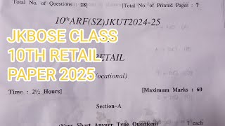 jkbose class 10th retail paper 2025 #vocational #class10th #retail