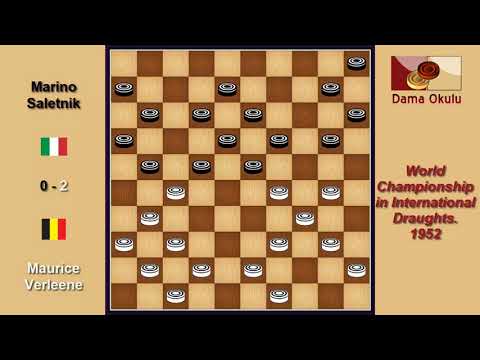 Maurice Verleene (BEL) - Marino Saletnik (ITA). Draughts World Championship. 1952.
