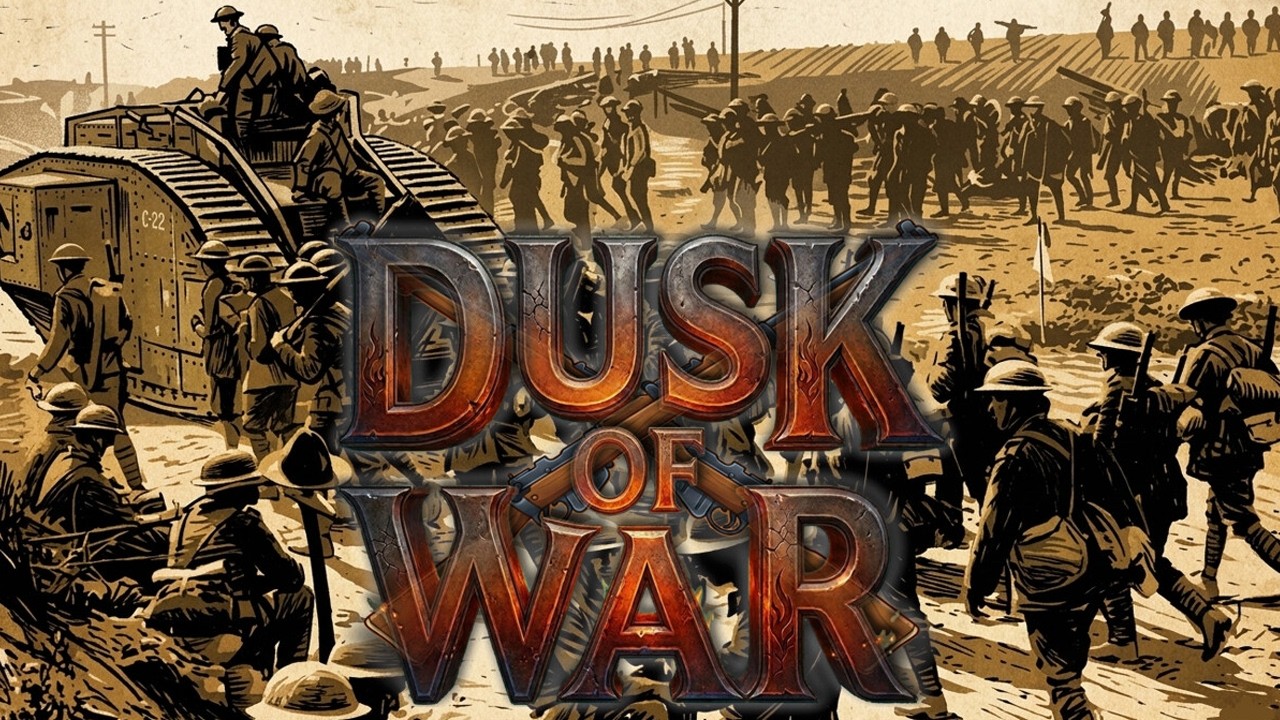 Gameplay trailer thumbnail showing DUSK OF WAR military strategy action