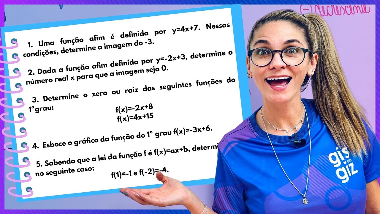 FUNÇÃO DO PRIMEIRO 1º GRAU | FUNÇÃO AFIM | EXERCÍCIOS