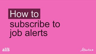 Alis Training - How to subscribe to job alerts