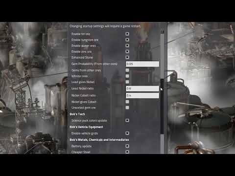 Factorio Bob's mods: Tutorial Mods list and settings